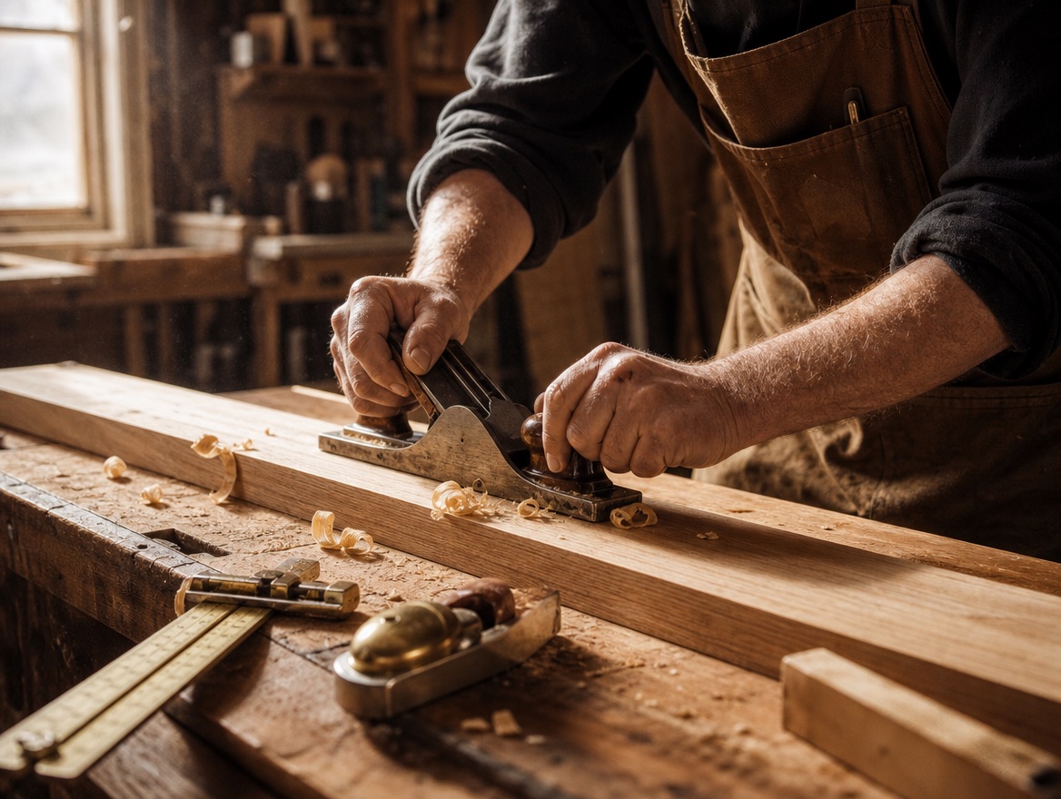 Hand-planing white oak in the Housewright shop